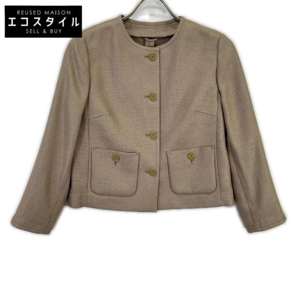 タグ付き新品未使用 ANAYI リネン調バスケットノーカラー ジャケット ANAYI（アナイ） ブラウン リネン調バスケットノーカラー ジャケット