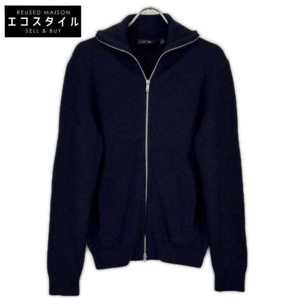 Theory セオリー ネイビー CASHWOOL RONZONS FZ ジップ ニット ジャケット ネイビー S トップス ウール メンズ 中古