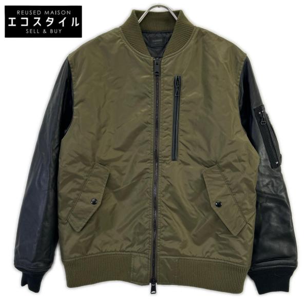 MMMMM エムゴ M23010M22-1 カーキ ラムレザー×ナイロン MA-1 M MMMMM エムゴ M23010M22-1 カーキ ラムレザー×ナイロン MA-1 M
