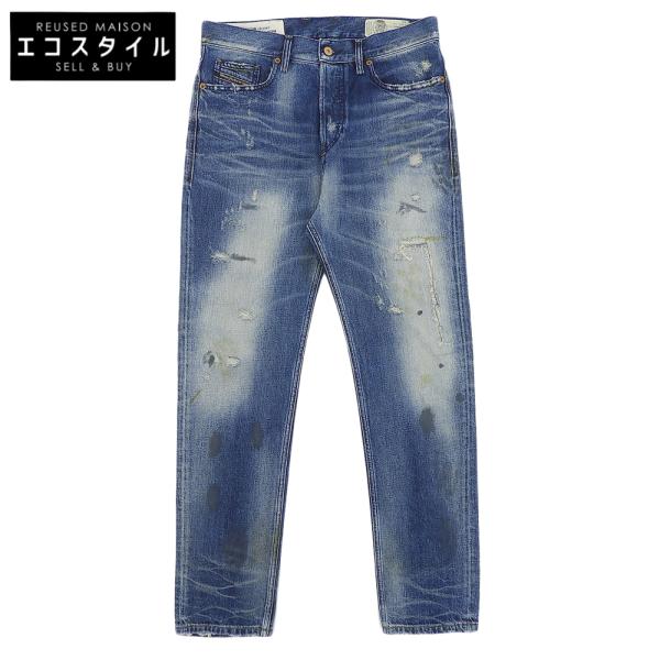 美品 DIESEL ディーゼル D-VIDER ボタンフライ スキニーパンツ ボトムス メンズ ブルー W30L32