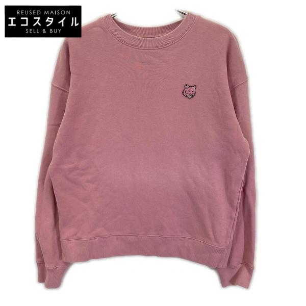 MAISON KITSUNE メゾンキツネ ピンク  FOX HEAD PATCH トレーナー ピンク M トップス コットン レディース 中古