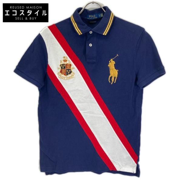 POLObyRalphLauren ポロラルフローレン ネイビー ビックポニー エンブレム ポロシャツ ネイビー ホワイト レッド SP トップス コットン メンズ 中古