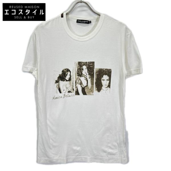 DOLCE＆GABBANA ドルチェアンドガッバーナ ホワイト モニカベルッチ 半袖プリントTシャツ 46 メンズ