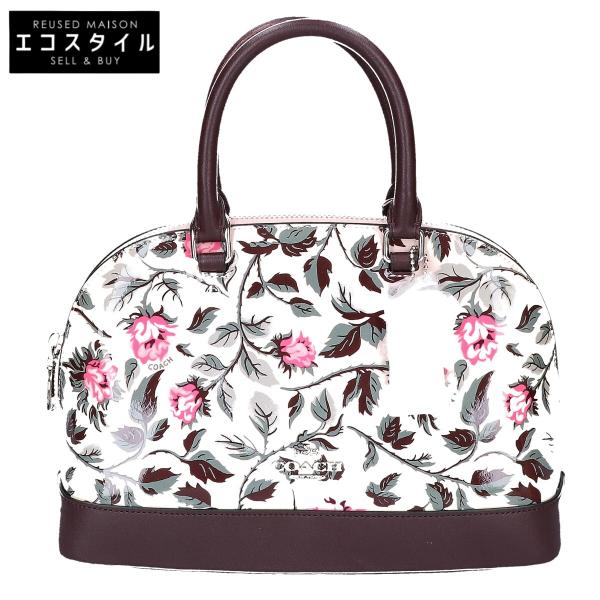 COACH コーチ F24547 スリーピングローズプリント 2WAYショルダー ハンドバッグ ベージュ/ダークブラウン レディース