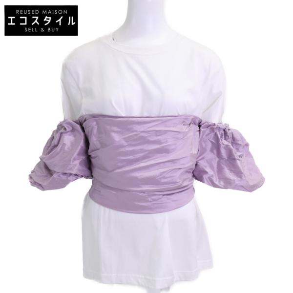 Erika Cavallini エリカカヴァリーニ トップス 38 ホワイト×パープル レディース Erika Cavallini エリカカヴァリーニ 24SS SILK×COTTON T-shirts