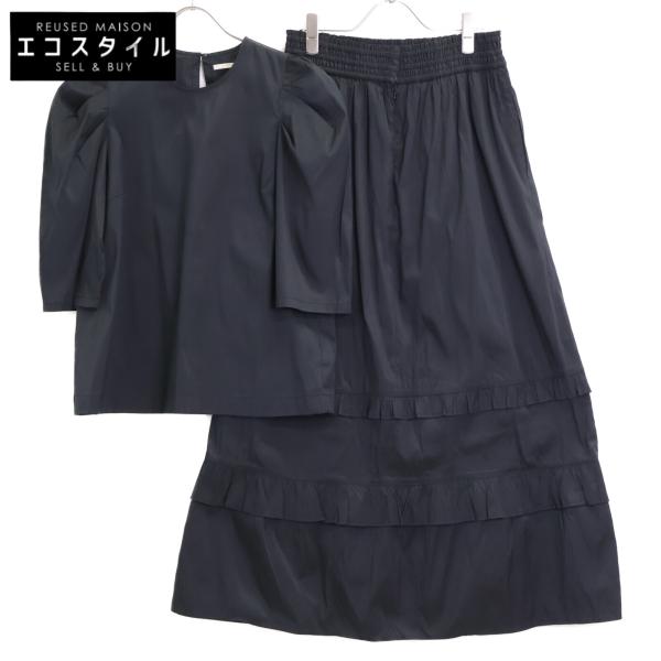 ne Quittez pas ヌキテパ スーツ セットアップ S ブラック レディース ne Quittez pas ヌキテパ HPS別注 PUFF SLEEVE TOPS&GATHER SKIRT