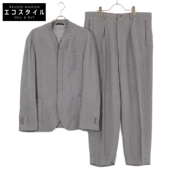 【美品】ジョルジオアルマーニ 3Bスーツセットアップ メンズ グレー 46 美品/正規 GIORGIO ARMANI ジョルジオアルマーニ 3SGGG0YX/3SGPP0VR