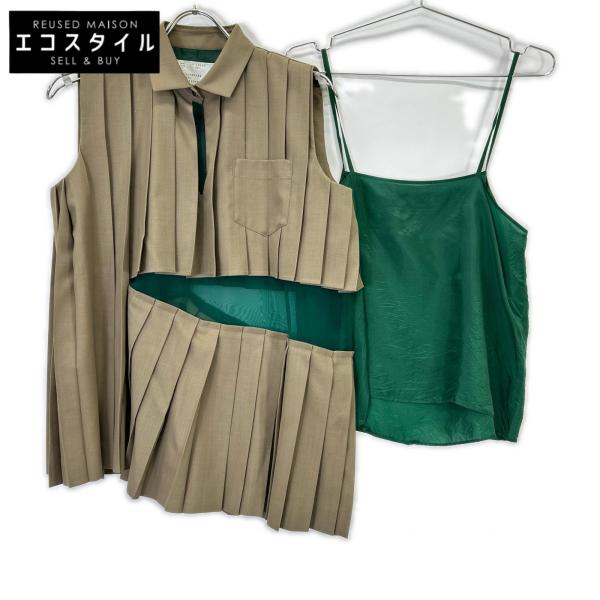 sacai（サカイ） 22-06050 SUITING×CHIFFON PULLOVER ノースリーブ