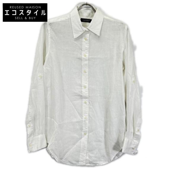 LAUREN RALPH LAUREN ローレン ラルフローレン ホワイト リネン100%L/Sシャツ ホワイト M トップス コットン レディース 中古