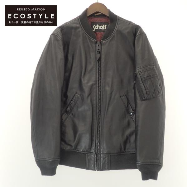 美品 Schott レザー ma1 黒 M ラムレザー 3141025 wine-king_2877100000007002