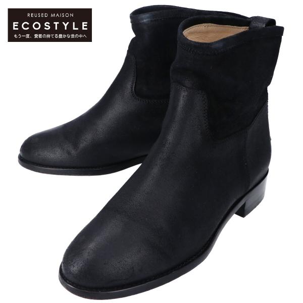 美品JIMMY CHOO ☆ジミーチュウ ビジュー　レザーブーツ 黒 37 限定 JIMMY CHOO ジミーチュウ 144 HARLEY RUGGED LEATHER/SUEDE アンクル