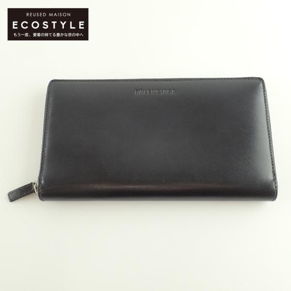 バレンシアガ　黒　レザー　ラウンドファスナー　長財布　ウォレット　664041 wine-king_2877100000015773