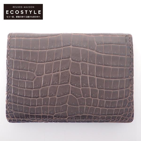 美品 ZAO ザオー マットスモールクロコ ポロサス 名刺入れ / カード