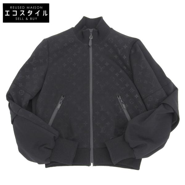 ルイヴィトンノーカラージャケットウールモヘヤシルク七分袖黒40