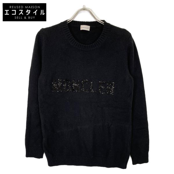 【美品】モンクレール　カシミヤ　ニット　スパンコール　ロゴ　ブラック wine-king_2877100000037448
