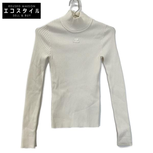 Courreges - クレージュ 白 re edition タートルネック リブニットセーター XS courreges Courreges クレージュ 白 re edition タートルネック