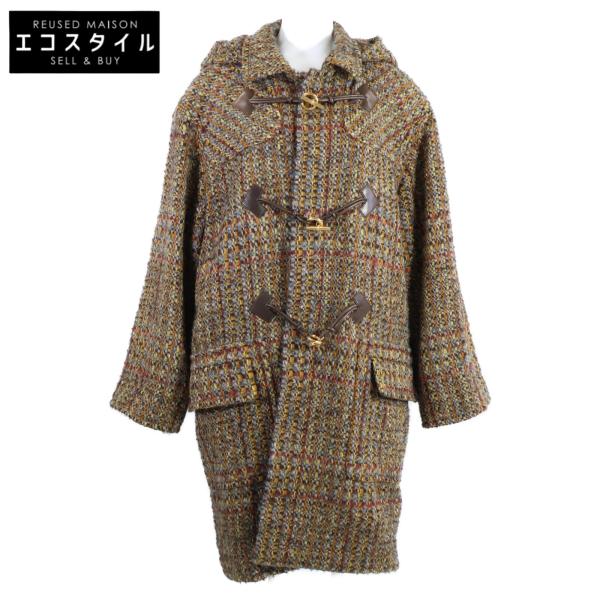 HERMES エルメス ウール ツイード ダッフル コート 42 マルチカラー
