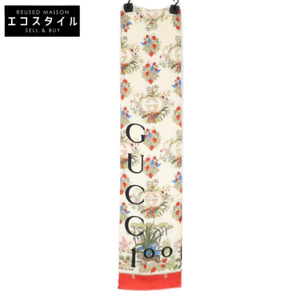 GUCCI 美品 グッチ 692033 3G001 100周年記念 シルク スカーフ