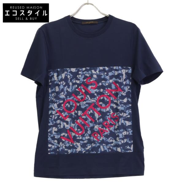 LOUIS VUITTON ストライプ柄 長袖Tシャツ XS LOUIS VUITTON ルイヴィトン RM141M H5JR07 ネイビー ロゴ