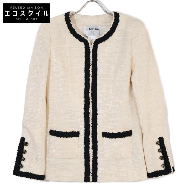 CHANEL // 98P ココマーク ツイード ロング ジャケット CHANEL 美品/ シャネル 02年 P19407V11382 ツイード ジップ