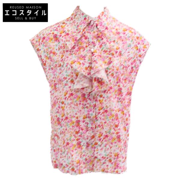 シャネル 【美品/国内正規/25SS】P79085V71229 CCｘフラワー 総柄 コットン/シルク ノースリーブブラウス/ 34 CHANEL（シャネル） 美品/国内正規/25SS CHANEL P79085V71229 CCx