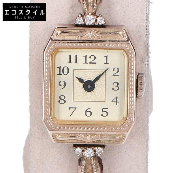 【美品】agate（アガット） クラシック スクエア ダイヤ K10 腕時計 agete アガット K10/D0.057ct クラシック スクエアフェイス