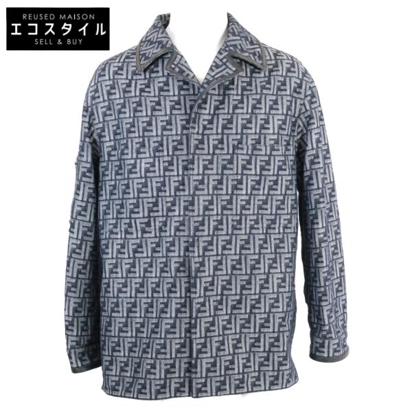 FENDI 2023FW FFロゴ ズッカ柄 フロック加工 デニムジャケット 351002427_6.jpg