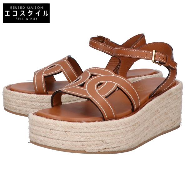 TOD'S トッズ 美品 XXW17L0IJ00MIDS410 厚底 ロゴ ケイト ウェッジ