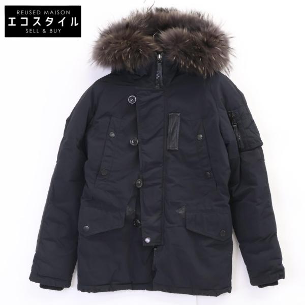 【美品】デュベティカ ダウンジャケット THIADUE カシミヤ ブラック M DUVETICA（デュベティカ） 15AW LEARCO ファー付き ダウンジャケット M