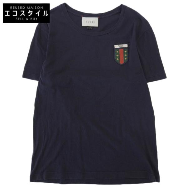 GUCCI グッチ コットン エンブレム Tシャツ トップス メンズ ネイビー S 415708 S GUCCI（グッチ） コットン エンブレム Tシャツ トップス メンズ