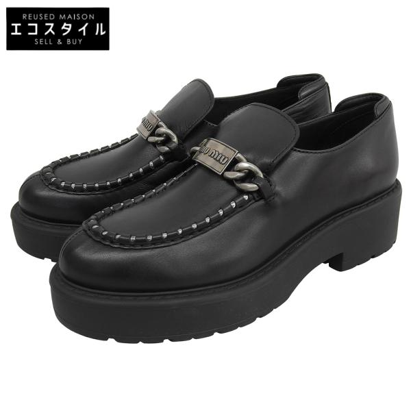 ミュウミュウ　定価100000黒 マリーヌスタイル フラットシューズ 36 ミュウミュウ 定価100000黒 マリーヌスタイル フラットシューズ 36