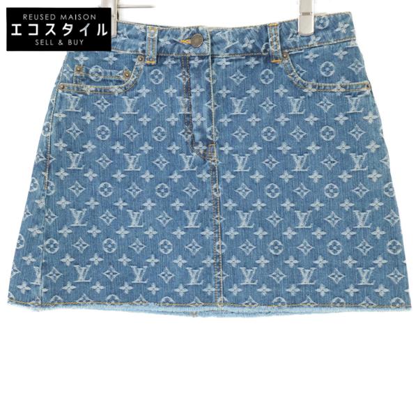 ルイヴィトン VUITTON Vuitton スカート デニム ブルー 美品 美品/国内正規 LOUIS VUITTON ルイヴィトン モノグラムデニム ミニ