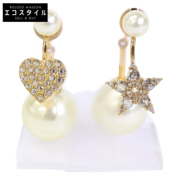 DIOR ディオール レジンパール ハート スター ラインストーン ピアス