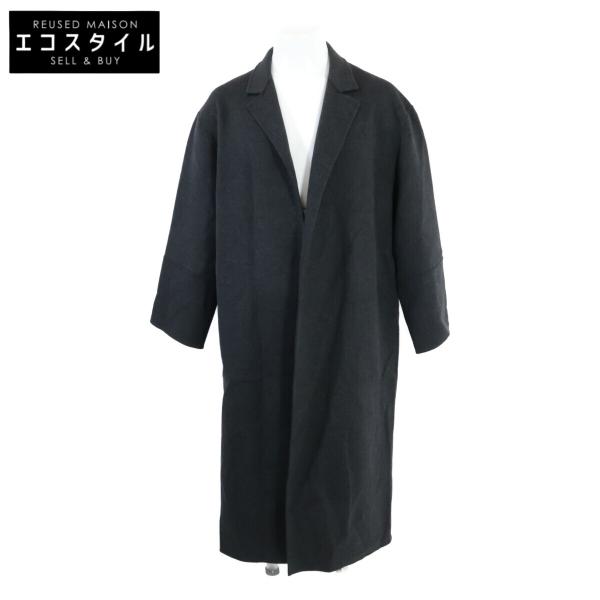 美品/25AW EMOELLE エモエレ GAO-75540 Colombo カシミヤブレンド リバー コート 36 チャコールグレー レディース