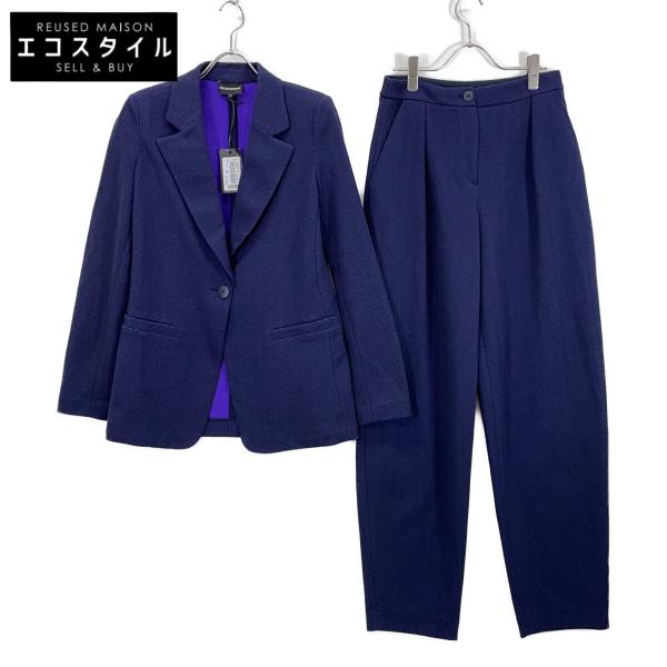 EMPORIO ARMANI エンポリオアルマーニ  ﾊﾟｰﾌﾟﾙ ﾍﾘﾝﾎﾞｰﾝ ｼﾞｬｹｯﾄﾊﾟﾝﾂ ｾｯﾄｱｯﾌﾟ 42/40 EMPORIO ARMANI エンポリオアルマーニ パープル ヘリンボーン