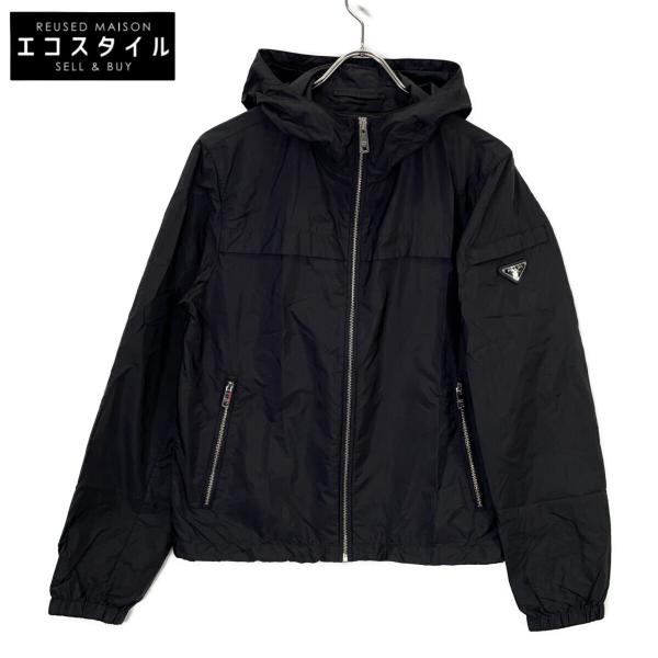 PRADA レザー 三角ロゴ 半袖 ジップアップ パーカー PRADA（プラダ） 21年 SGA466 三角ロゴ ナイロン ジップパーカー