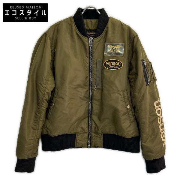 VANSON Leathers MA-1 フライトジャケット カーキ VANSON（バンソン） NVJK-401 カーキ レザータグ付き MA-1フライト