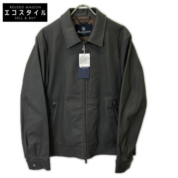 極美品✨ アクアスキュータム ラムレザー ブルゾン ジャケット 羊革 ブラック Aquascutum（アクアスキュータム） 2202415016-97 グレー ラムレザー