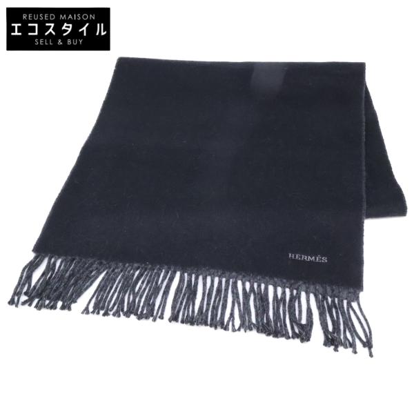 美品 HERMES エルメス レクトヴェルソ カシミヤ マフラー メンズ 