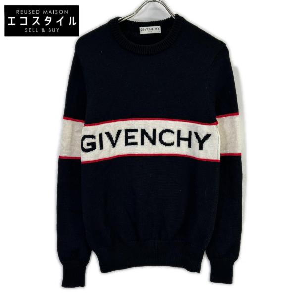 GIVENCHY ジバンシィ BM900G400M ブラック ウール ロゴ ニット ブラック XS トップス ウール メンズ 中古
