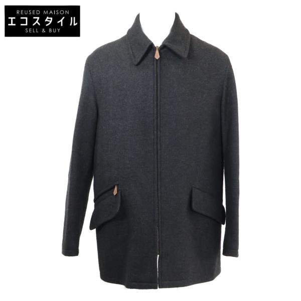 国内正規 HERMES エルメス カシミヤ100％ ジップアップ ハーフ コート