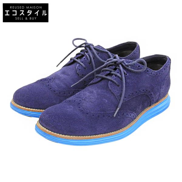 美品 COLE HAAN コールハーン ルナグランド ウィングチップシューズ メンズ スエード ネイビー 10 C11096