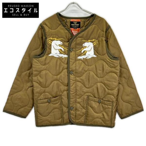 HOUSTON ヒューストン カーキ アラスカクマ刺繍 EMBROIDERY M-65 JACKET LINER カーキ M ジャケット ポリエステル メンズ 中古
