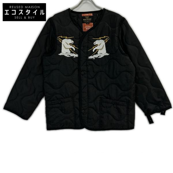 HOUSTON ヒューストン ブラック アラスカクマ刺繍 EMBROIDERY M-65 JACKET LINER ブラック M ジャケット ポリエステル メンズ 中古