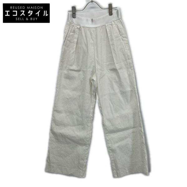 MUSE ミューズ 25年 ホワイト STRETCH TWILL タックパンツ ホワイト 36 ボトムス リネン レディース 中古