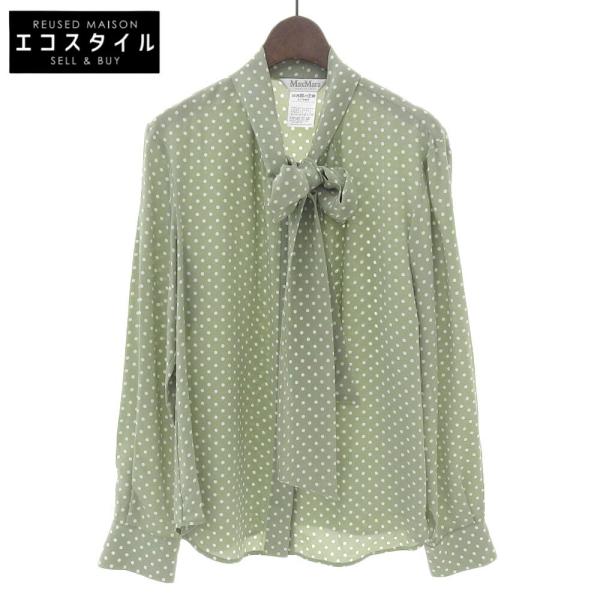 Max Mara マックスマーラ 美品 シルク タイカラー ドット柄 Max Mara マックスマーラ 美品 シルク タイカラー ドット柄