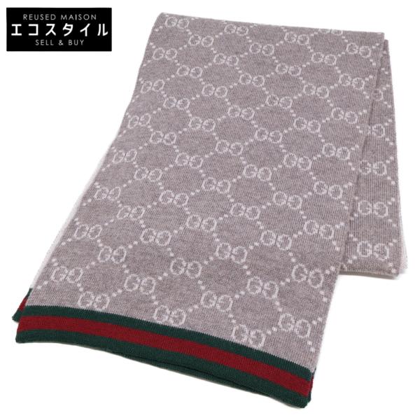 【新品】【定価55000円】グッチ マフラー シルク GG総柄 シェリーライン GUCCI グッチ GG総柄 シェリーライン リバーシブル ニット