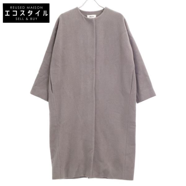 evam eva ウールアンゴラ ノーカラーコート 1 チャコール wine-king_2880000000004764