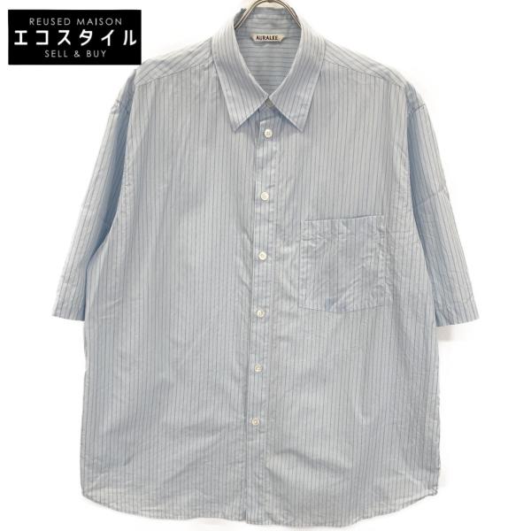 AURALEE オーラリー ブルー SUVIN HIGH COUNT CLOTH ストライプハーフ