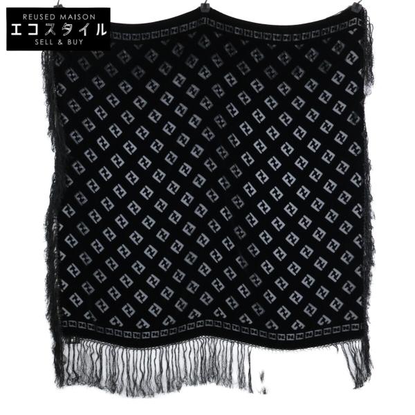 FENDI フェンディ ズッカ柄 フリンジ付マフラー ショール ストール FENDI（フェンディ） 美品 ズッカ柄 シルク フリンジ ストール
